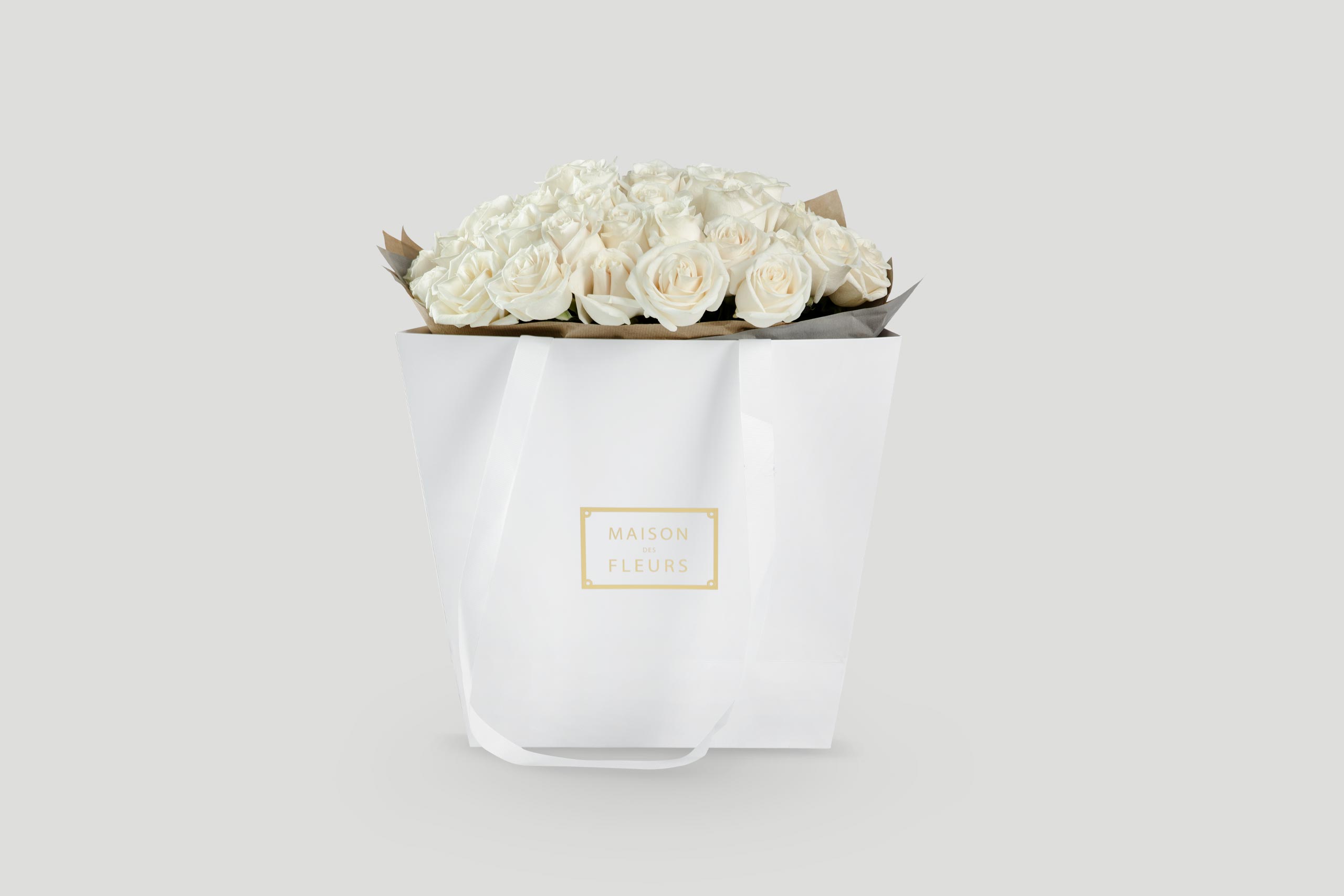 White Roses Bouquet - Maison Des Fleurs