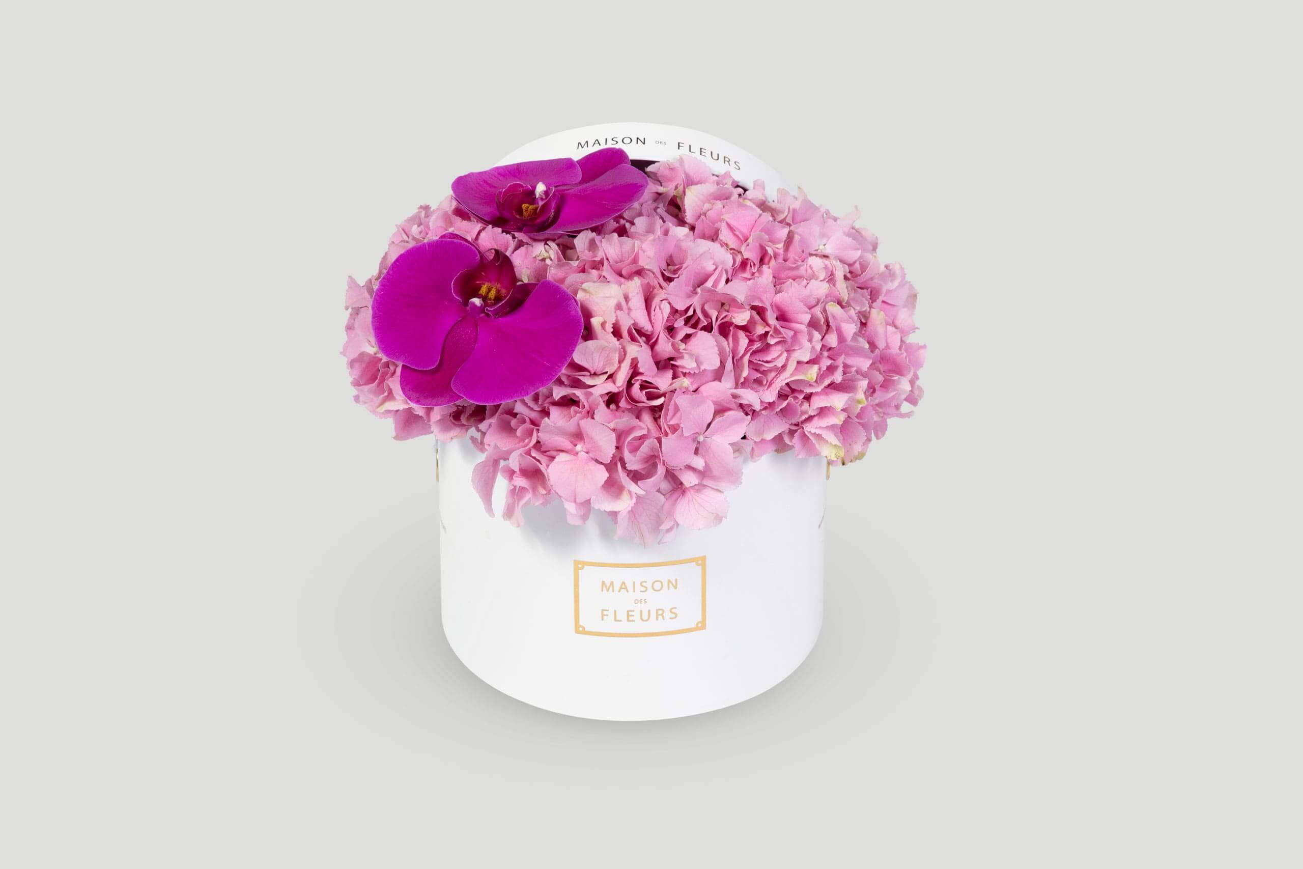 Pink Hydrangea & Pink Orchid Flower Arrangement