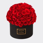 Luxury Roses Arrangements in a Round Black Box