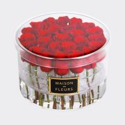 Long Life Red Roses in a Round Acrylic Box