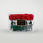 Long Life Red Roses in a Large Round Acrylic Box