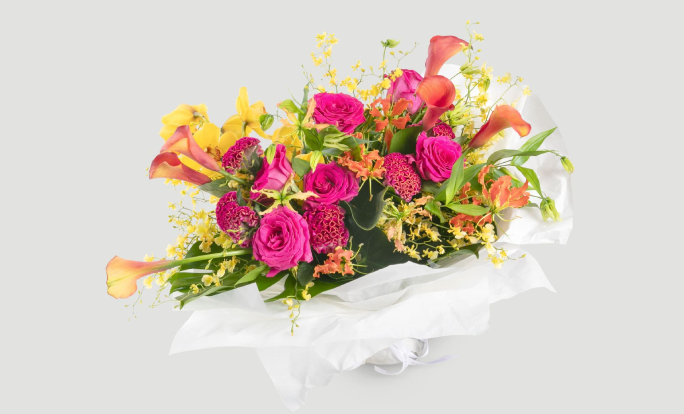 Colorful Bouquet with Roses and Calla Lilies